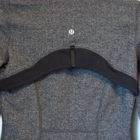 Lululemon Define Jacket Giant Herringbone Black Heathered Thumbholes Size 6 - Picture 16 of 16